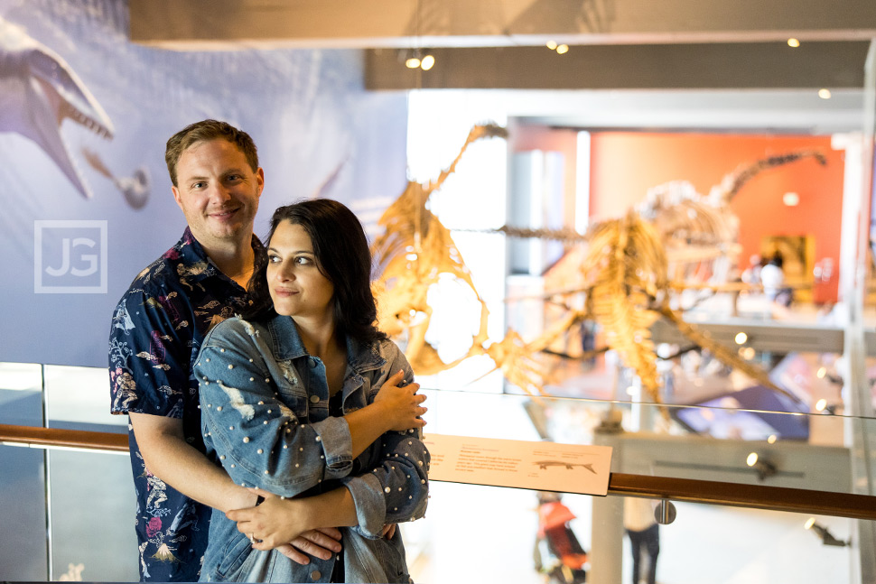 Engagement Photo with Dinosaur Bones