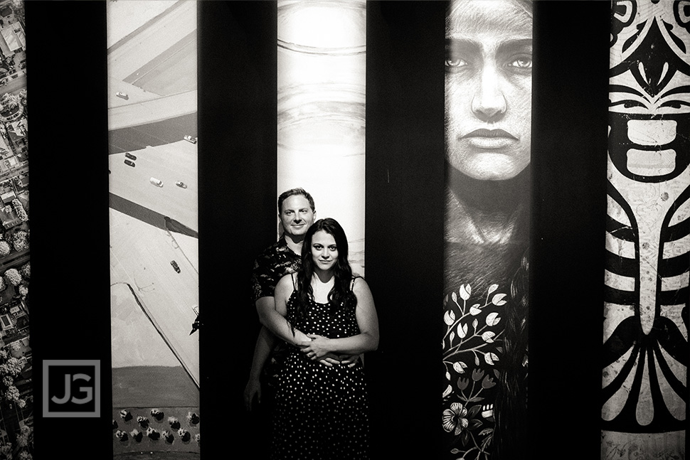 Black and White Photo with the Artwork