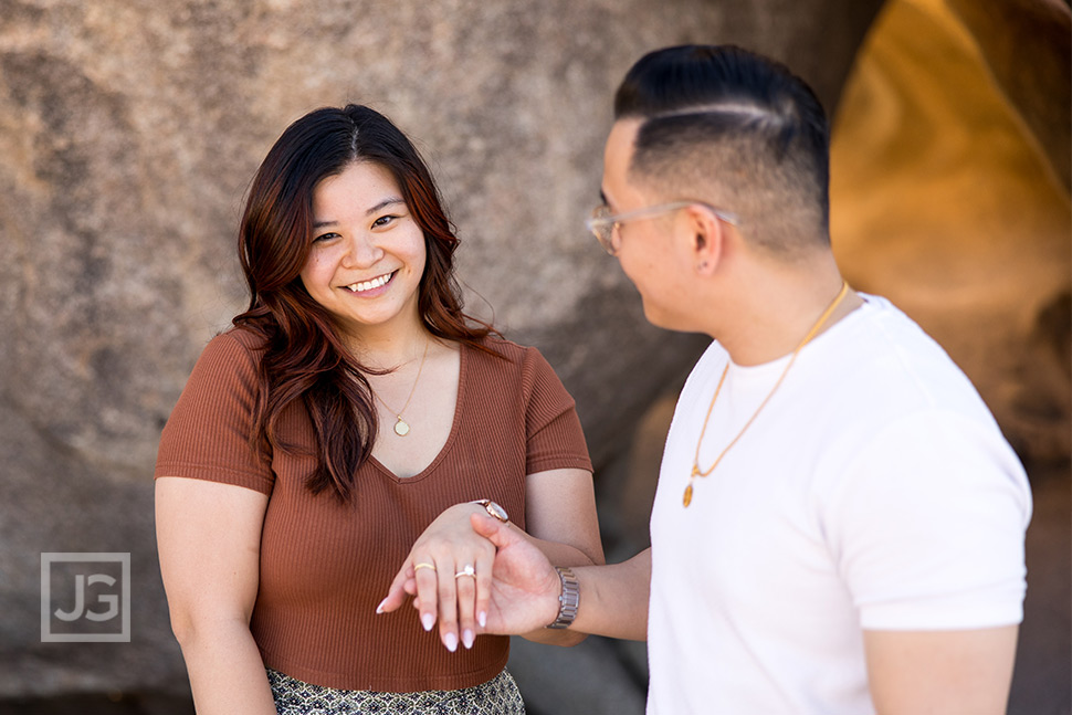 Newly engaged smile