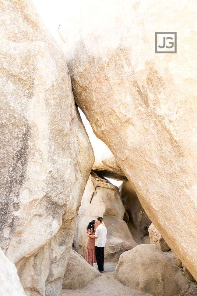 Engagement photo with rocks