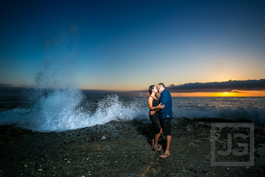 Laguna Beach Engagement Photo with wave