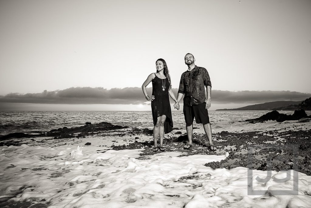 Laguna Beach Engagement Photo with wave