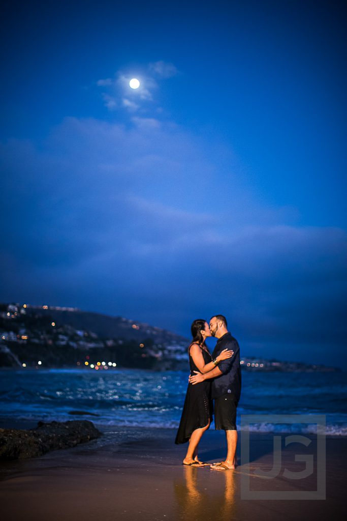 Laguna Beach Engagement Photo in moonlight