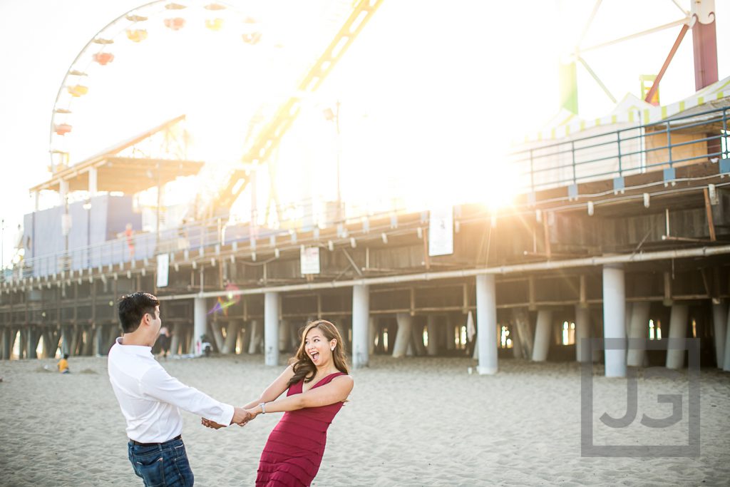 Santa Monica beach and pier, ferris wheel