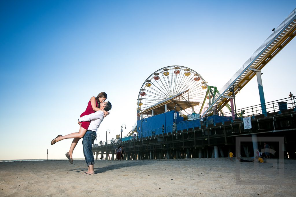 Santa Monica beach and pier, ferris wheel