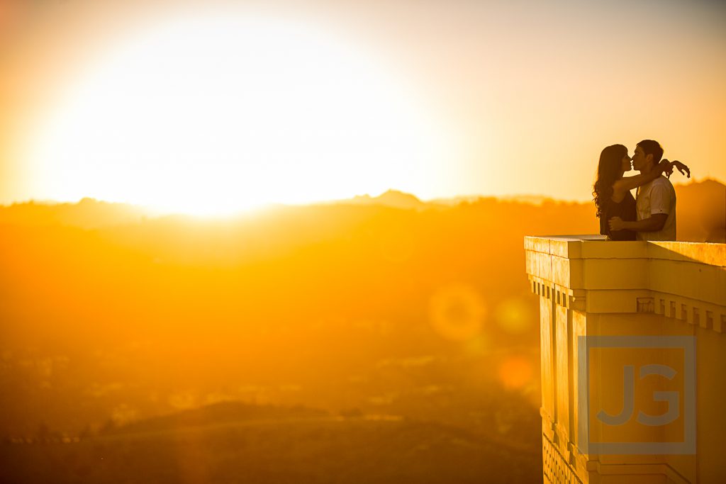 Griffith Observatory sunset engagement photo