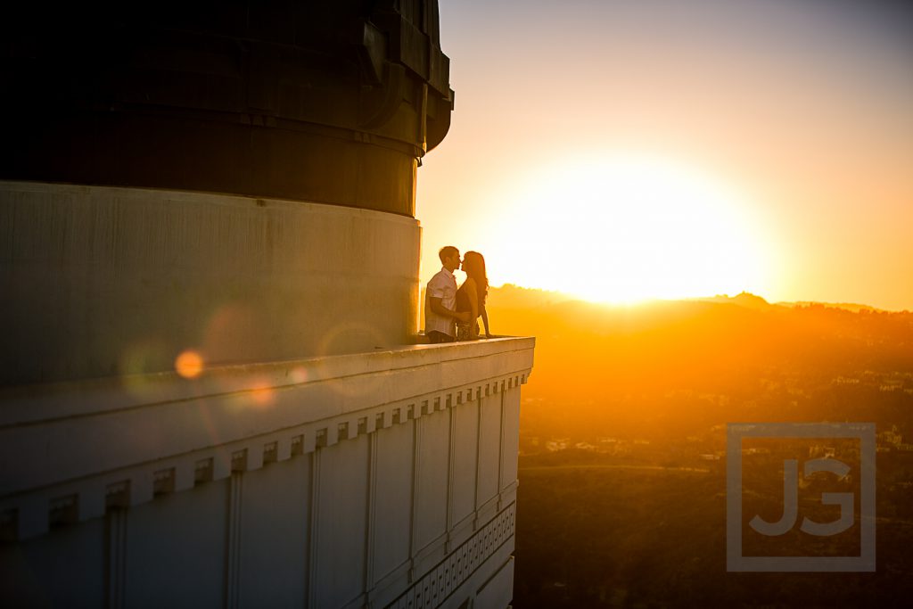 Griffith Observatory sunset engagement photo
