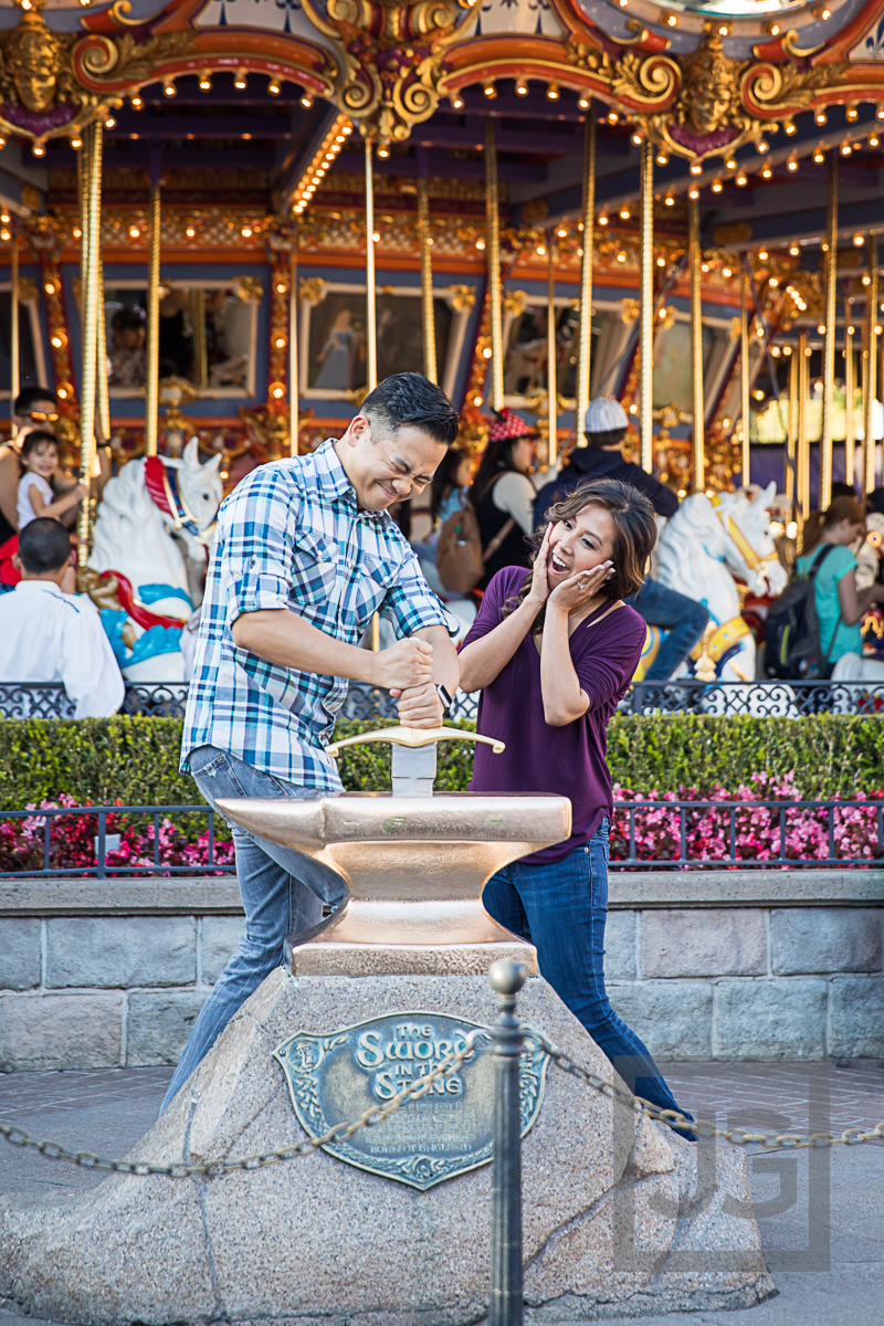 Fantasyland Engagement Photography Sword in the Stone