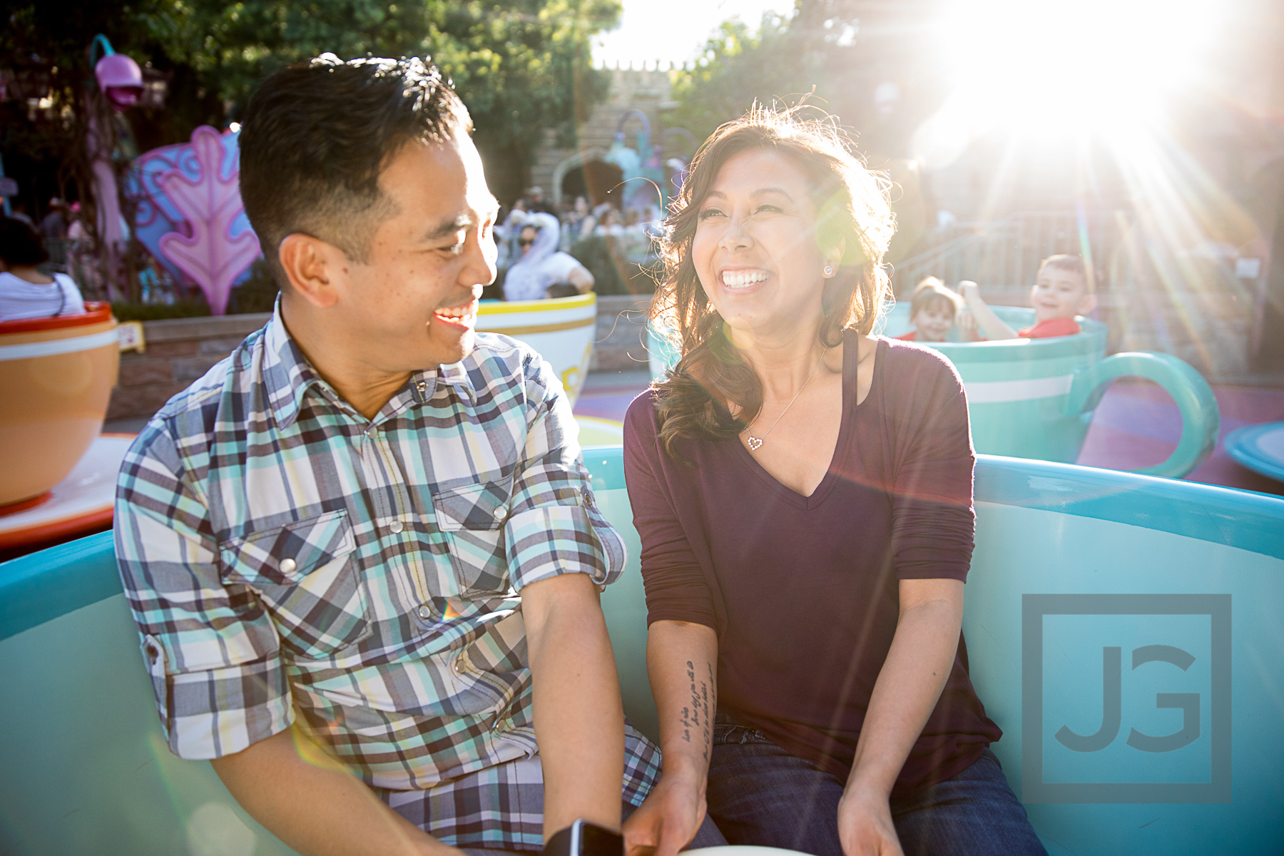 Disneyland Engagement Photography on Teacups