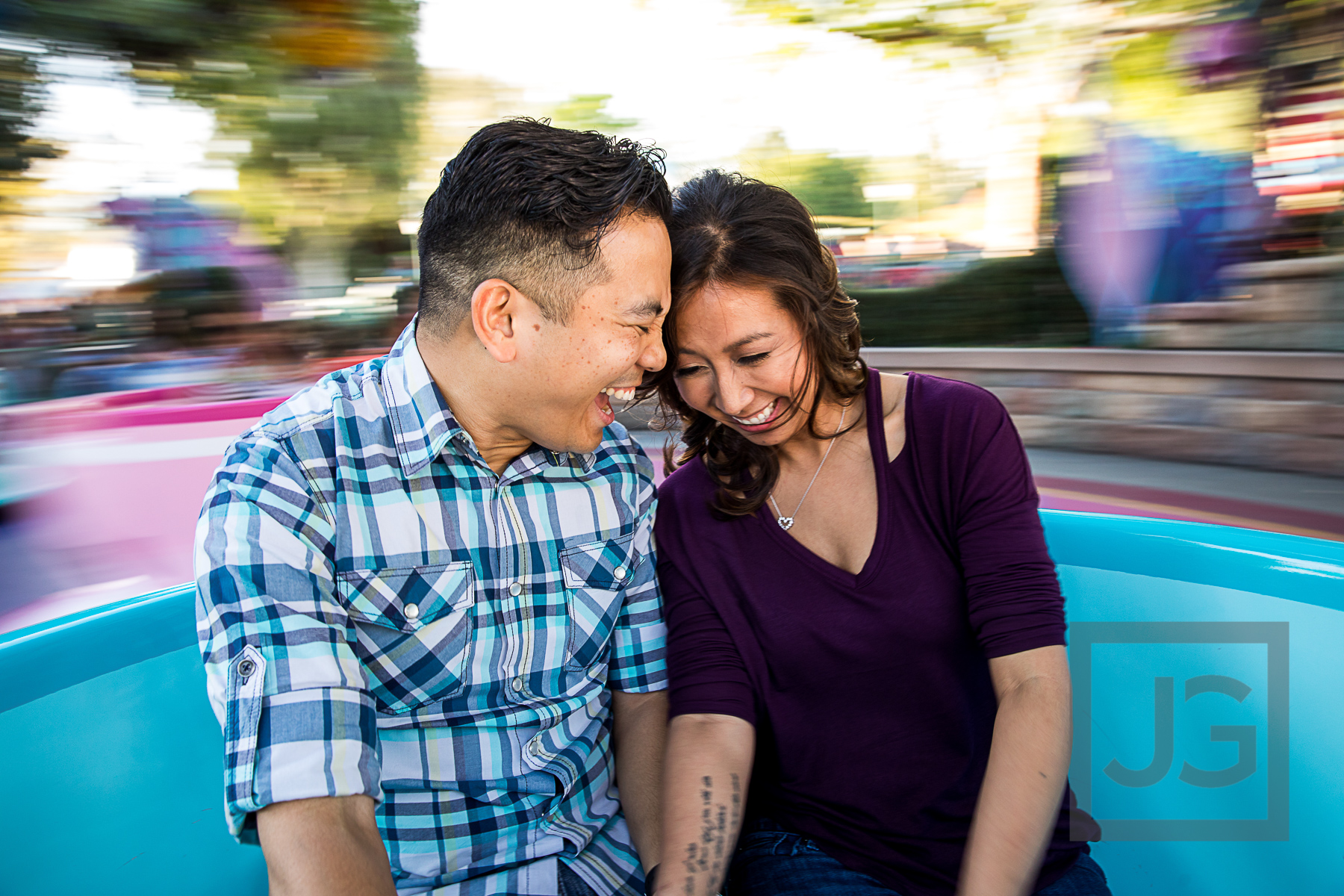 Disneyland Engagement Photography on Teacups