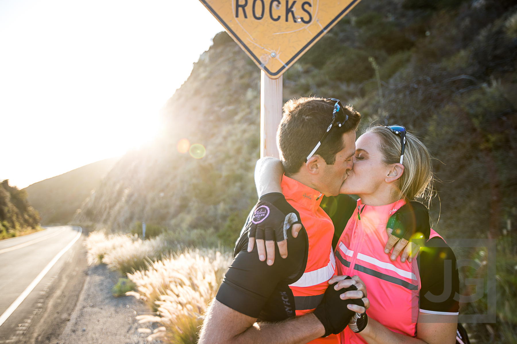 Engagement Photography Cycling in Malibu Canyon