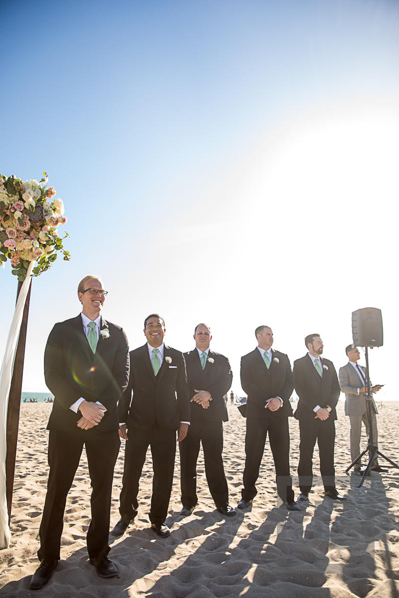 Hilton Waterfront Wedding Ceremony on Beach Groom Waiting