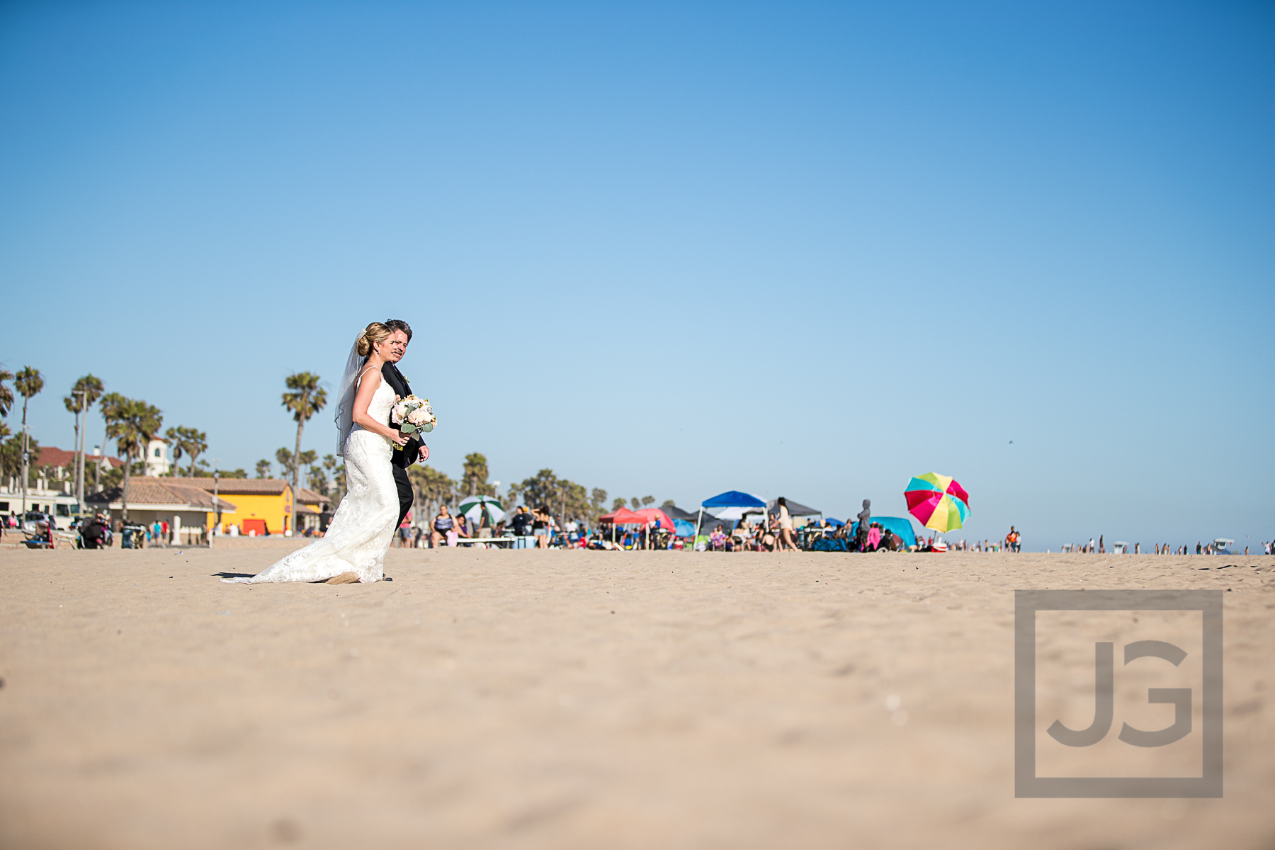 Hilton Waterfront Wedding Ceremony Bride Walking