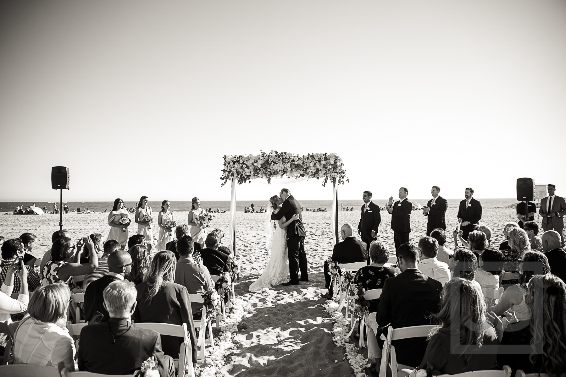 Hilton Waterfront Wedding Ceremony First Kiss