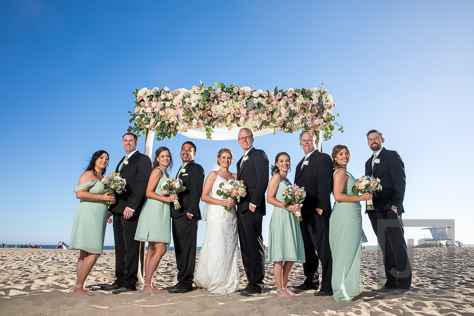 Hilton Waterfront Wedding Party on Beach