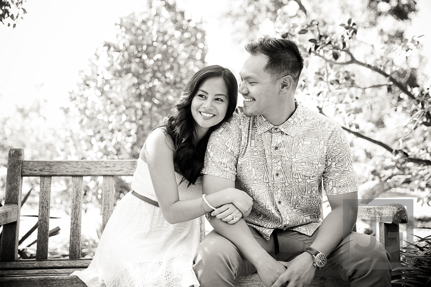 Engagement Photo Huntington Library on Bench