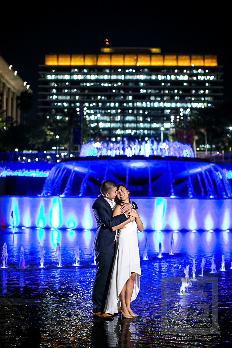 Grand Park Engagement Photography Water Fountain