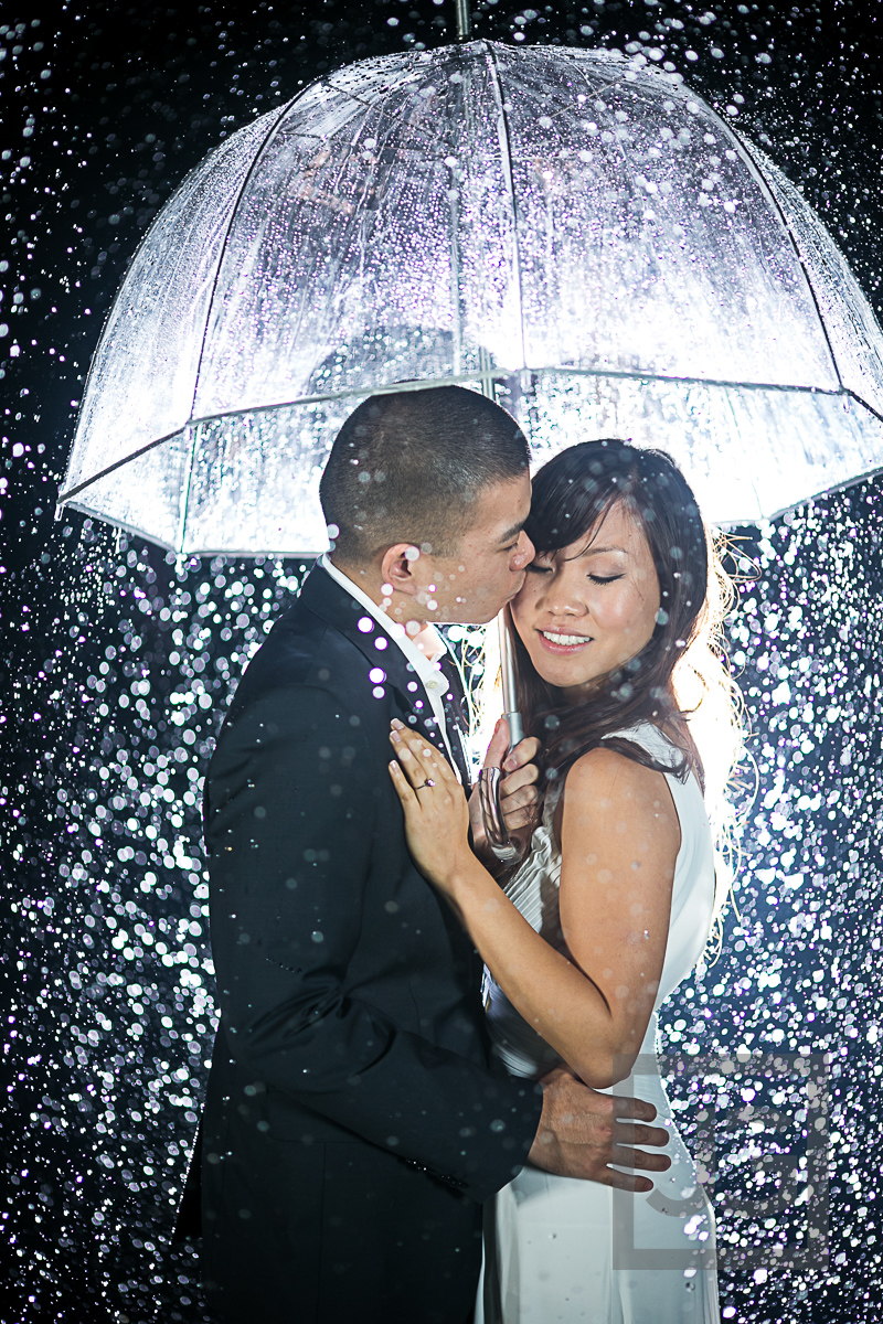 Rain Water Fountain Engagement Photo