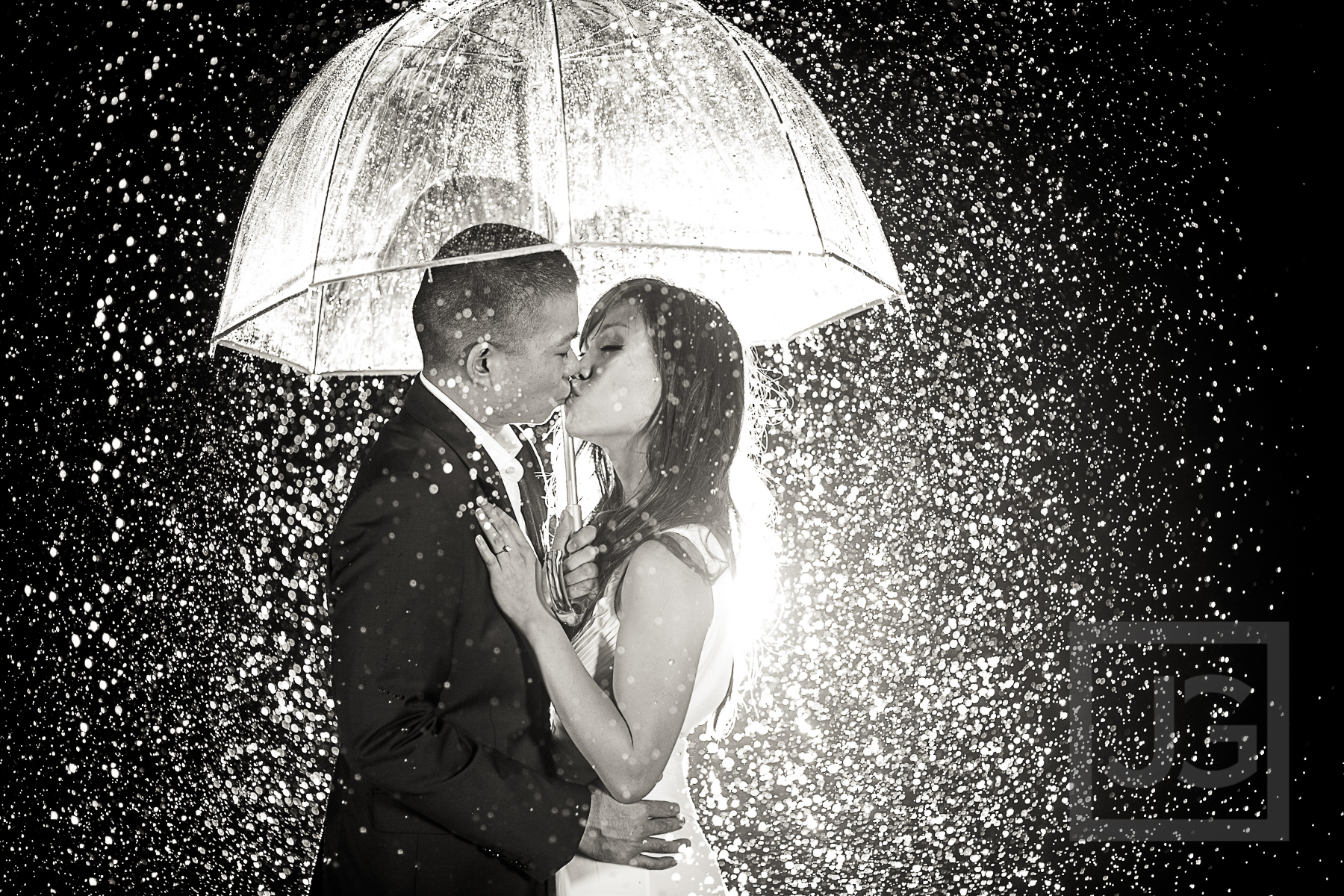 Rain Water Fountain Engagement Photo